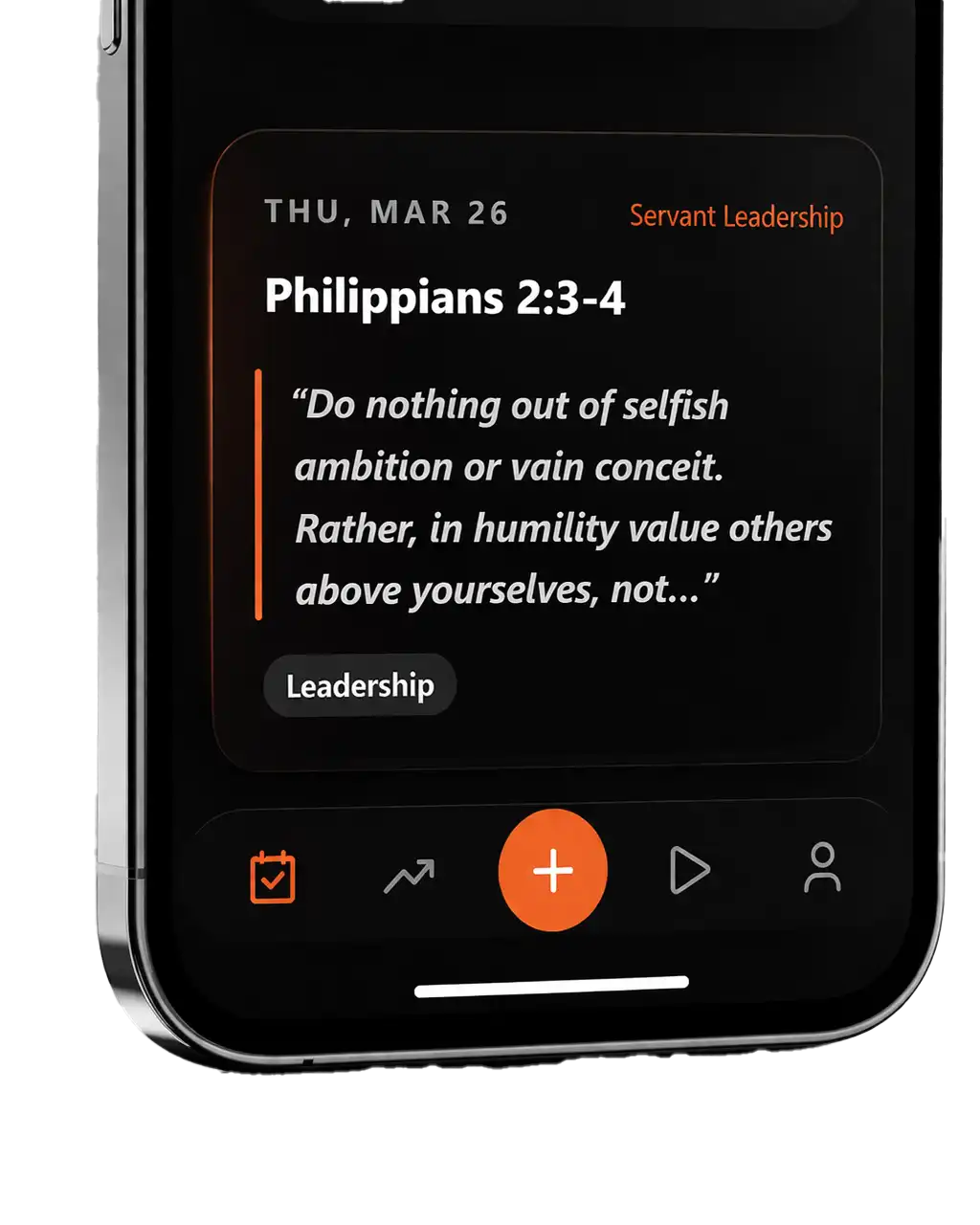 App screen showing the day's scripture verse and reference